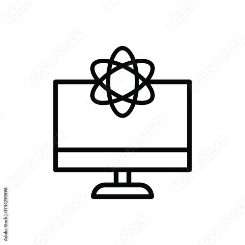 Quantum computing icon symbolizing advanced technology and scientific innovation vector