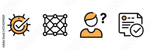 Vector icon sheet of IT support with bug fix, network, and user assistance