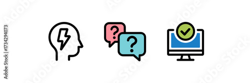 Vector icon sheet of remote support, help desk, and computer installation