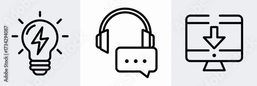 Vector icon sheet of remote support, help desk, and software installation