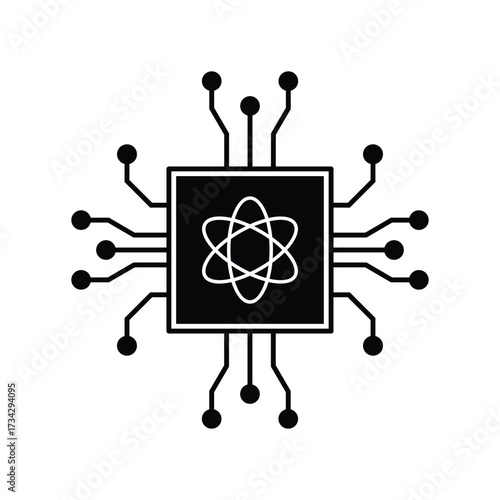 Quantum computing chip icon representing advanced technology and future innovation vector