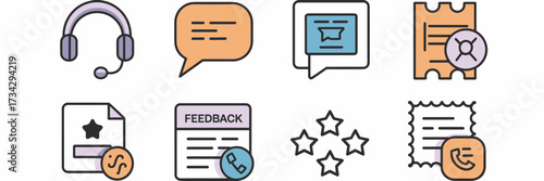 Vector icon sheet of customer service icons
