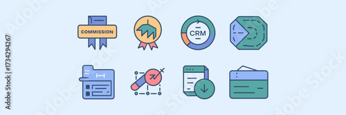 Vector icon sheet for sales branding commission badge