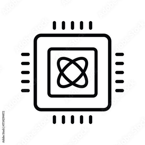 Quantum computing chip icon representing advanced technology and future innovation vector