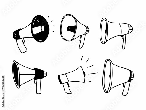 Megaphone vector icon set for promotion