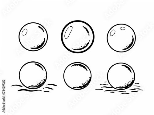 Bubble icon set handdrawn 