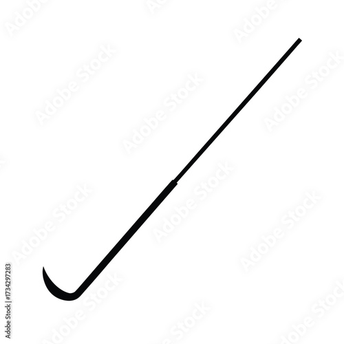 Black hockey stick silhouette on a clean white background for sports design