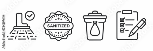 Vector icon sheet for janitorial branding with clean floor symbol