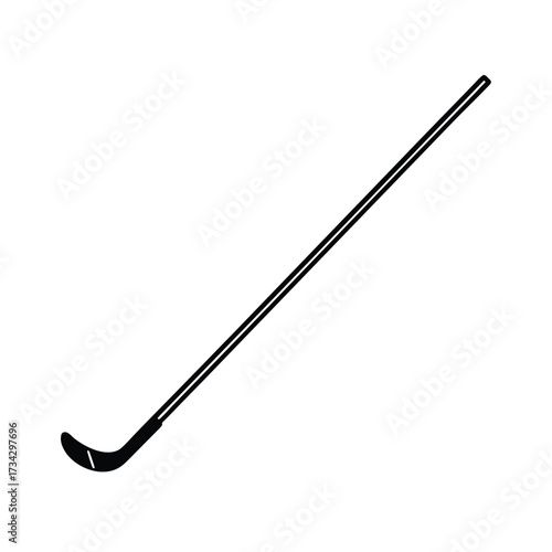 Black silhouette of a hockey stick on a clean white background