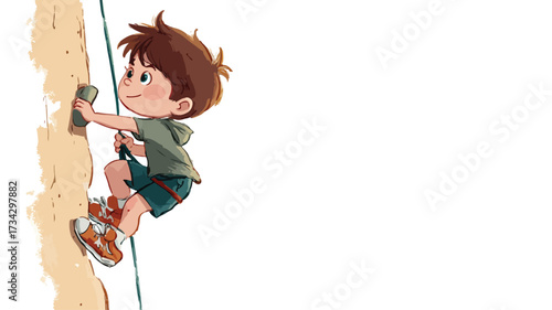 Brave Child Climbing Dangerous Structure with Determination