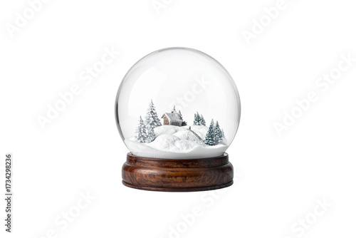 Snow Globe with Blank Base on White Background – Winter Decoration Mockup
