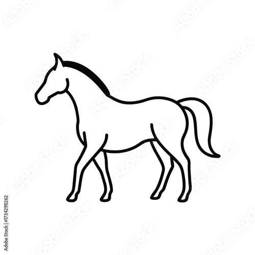 Minimalist black horse silhouette on a clean white background
