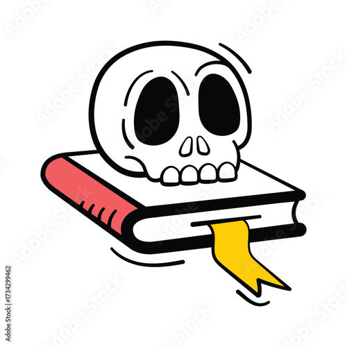 Spooky book of spells icon for horror haunted Halloween art