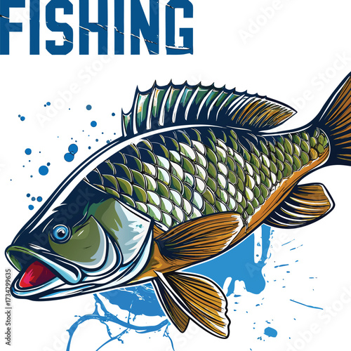 Fish on a hook illustration on a white background