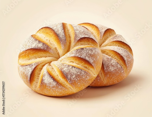 Wallpaper Mural Two round, crusty bread rolls dusted with white flour Torontodigital.ca