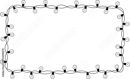 Rectangular Frame of String Lights for Celebrations Graphic Design for Events Parties Holidays Weddings and Decorative