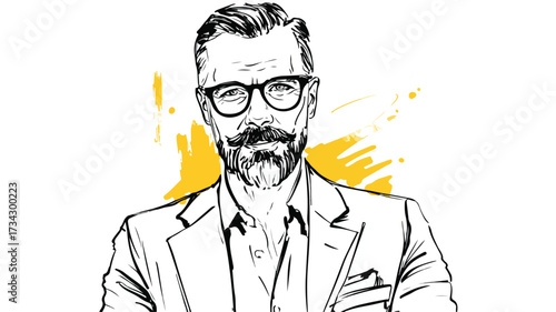 Confident Bearded Male Entrepreneur in Stylish Eyewear Portrait