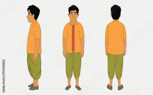 Indian village man cartoon character. moral stories for the best cartoon character vector