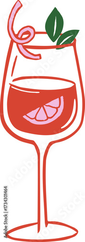 Hand drawn cocktail glass - Christmas cocktail party drawings series 