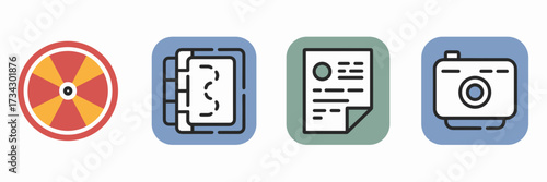 Vector icon sheet for radiology branding with radiation symbol