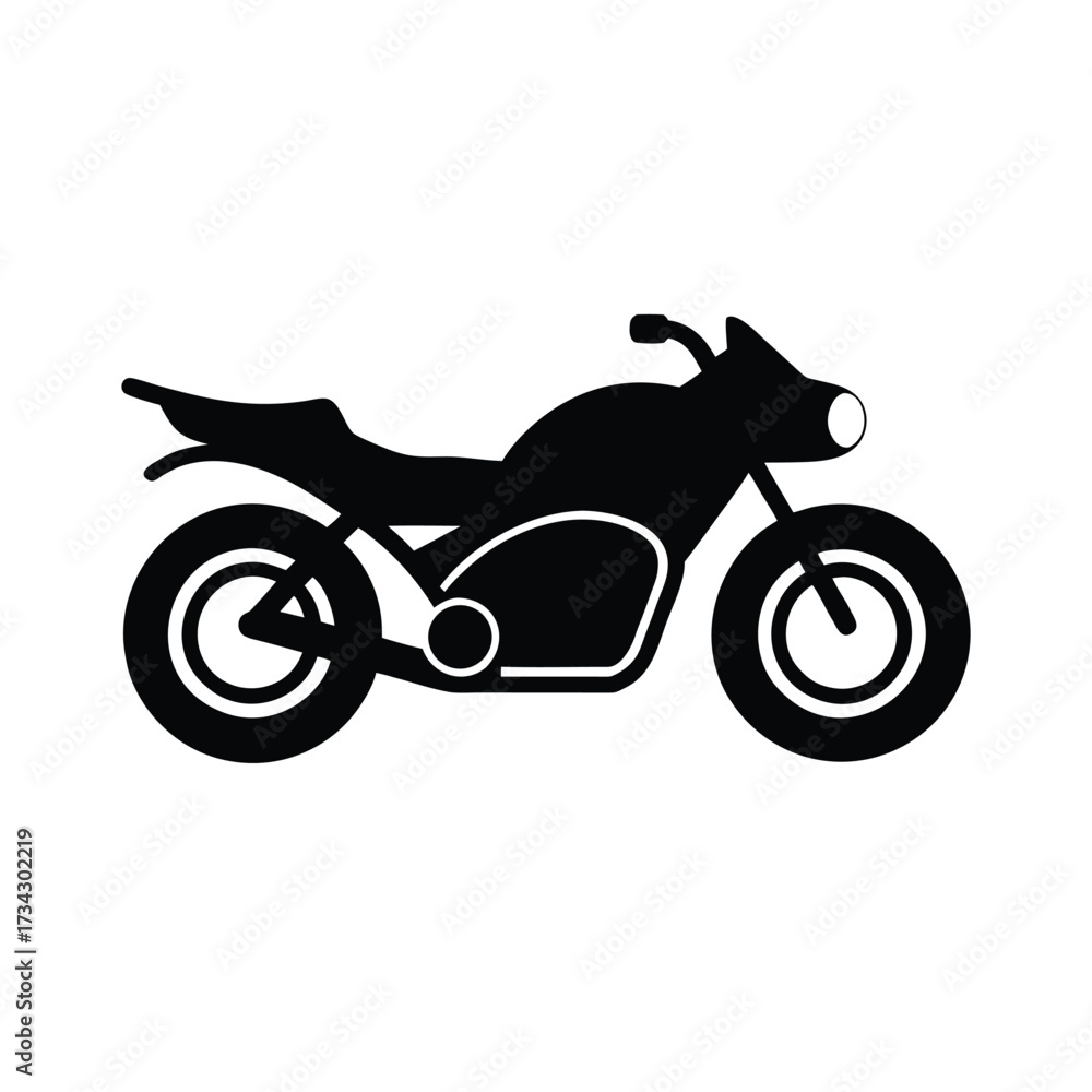 Fototapeta premium Sleek black motorcycle silhouette on a clean white background