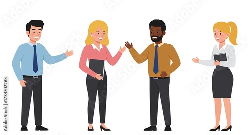 Diverse group of business professionals collaborating and communicating effectively.