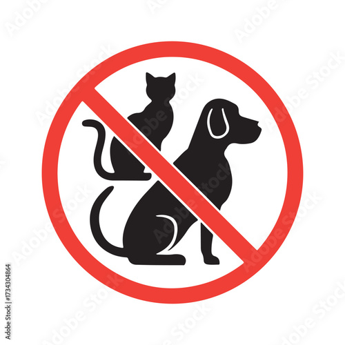 no pets allowed sign silhouette vector illustration on white background