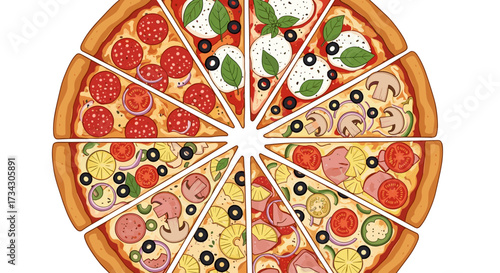 Delicious pizza slices with various toppings perfect for pizza lovers and food enthusiasts to enjoy together
