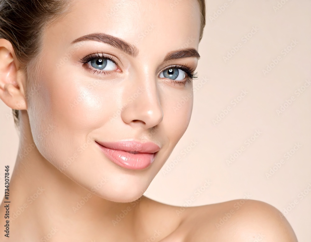 Obraz premium Woman with flawless skin, soft smile