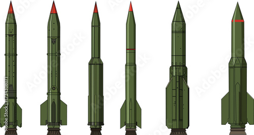 Strategic Missile Lineup Modern Military Weapons Display Rockets Missiles Tactical Defense Systems National Security