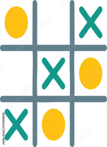 Tic tac toe puzzle game flat vector icon.