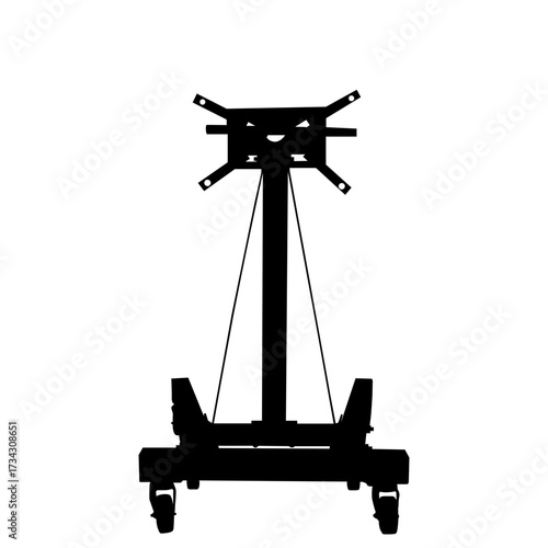 Silhouette of a portable tv stand isolated on white background