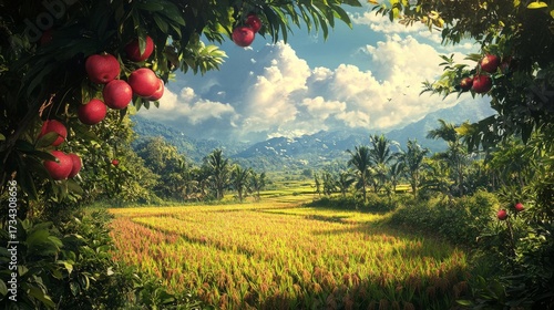 fruit plantation painting