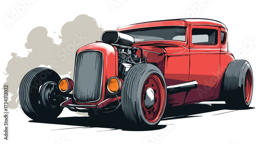 Speedcar Hot Rods Muscle Racing Vector Illustration for Adobe Stock