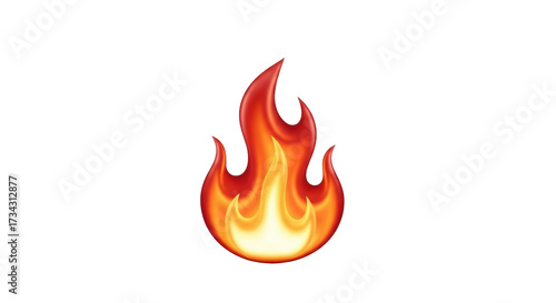 Isolated fire emoji with bright, stylized flame; perfect for technology, gaming, or food concepts