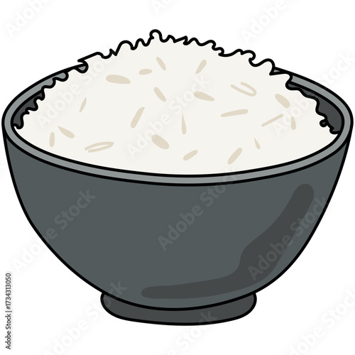 vector illustration of a bowl of rice