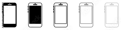 Black phone silhouettes. Phone icons isolated on white background. Vector illustration.