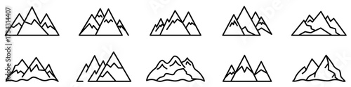 Canvas Print Set of mountain icons in minimalist style