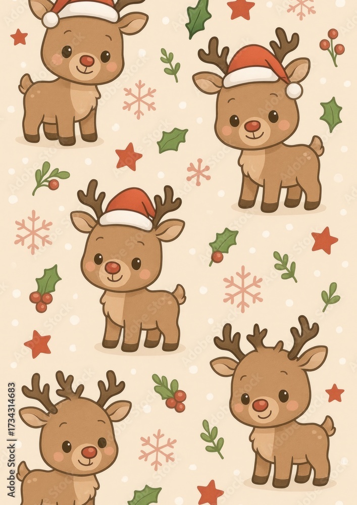 Obraz premium Cute festive reindeer pattern