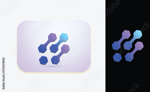 Modern Technology and  connected  dots Icon colorful gradient 