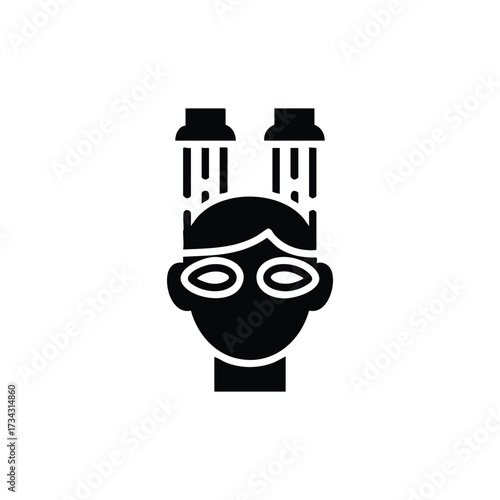 Person with goggles and hairdryer in a playful upside-down pose, emphasizing fun and creativity in a vibrant environment