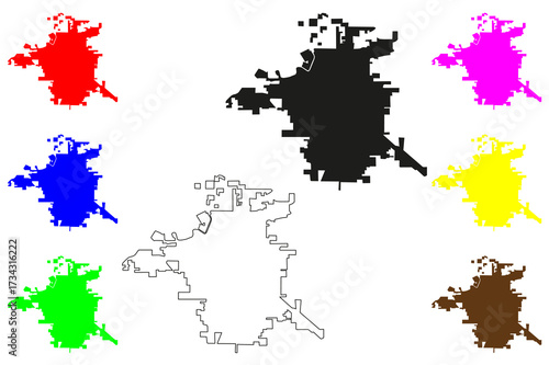 Ciudad Obregon city (United Mexican States, Mexico, Sonora State) map vector illustration, scribble sketch Ciudad Obregón map