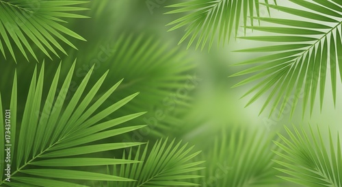 Lush green palm fronds create a vibrant, tropical background wit
