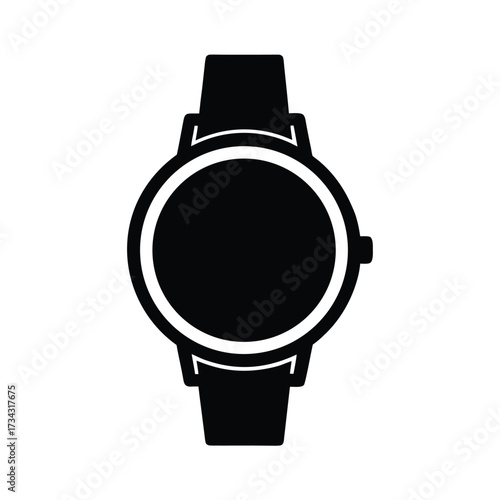 Minimalist black watch silhouette on a clean white background for design projects