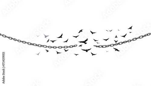 Chains to Birds Concept.