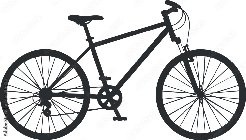 Obraz premium A silhouette of a bicycle showcasing its frame wheels and handlebars ideal for cycling themes..