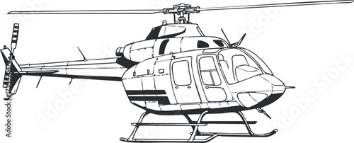 Illustration of a helicopter showcasing its design and features for aviation enthusiasts and professionals..