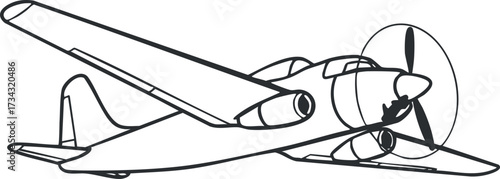 A detailed illustration of a vintage airplane in flight showcasing its aerodynamic design..