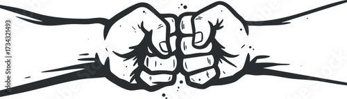 Illustration of two fists coming together symbolizing strength unity and determination in a dynamic design..