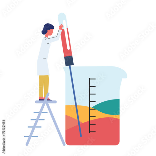 Laboratory Worker mixing chemicals in laboratory glass. Stock Illustration